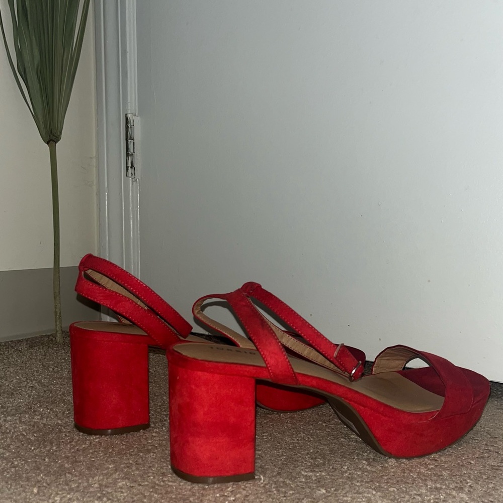 Open Toed Red Platform Heel